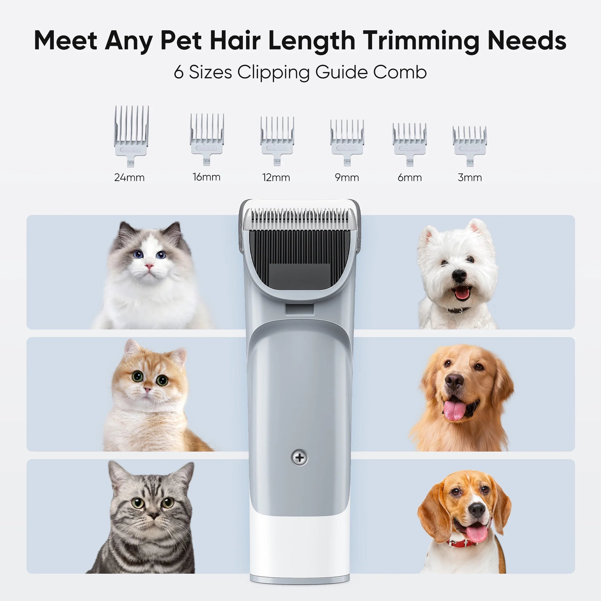 Dog Grooming Kit, 2.5L Pet Hair Grooming Vacuum, 5-In-1 Electric Clippers Cleaning Sets for Dog/Cat/Other Animals, Gray